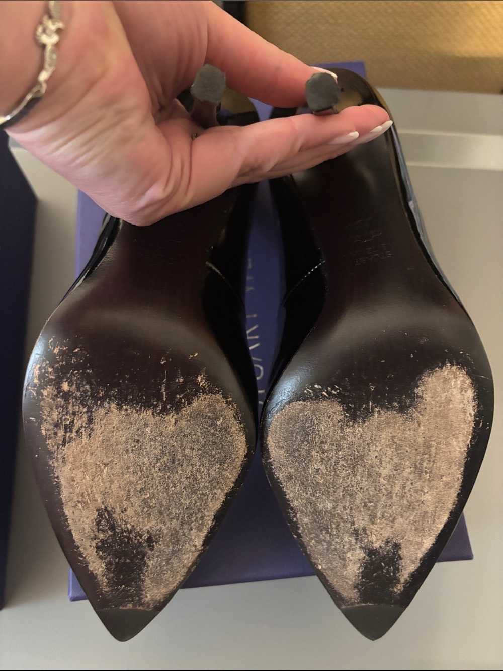 Stuart Weitzman Black Patent Pointed-Toe Stiletto Pumps - Picture 7 of 7